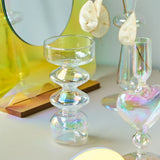Qfdian Glass Candle Holder Home Decor Nordic Rainbow Vase Flower Table Living Room Decoration Candlestick Holder for Wedding