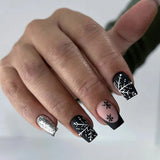Qfdian  24Pcs Simple Pink Square Head False Nails Mid-length Ballet Fake Nails Artificial French Press on Nails Finished Fake Nail Tips