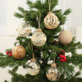 Qfdian  6Pcs/box Transparent Christmas Ball Ornaments Wrap Hemp Rope Rattan Balls Christmas Tree Hanging Decorations Wedding Party Decor