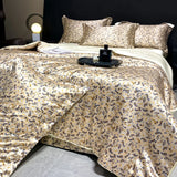 Qfdian 2025 new high-end luxury silky Sleeping naked digital printing washed silk style Bedding Set Duvet Cover Bed Sheet Pillowcases