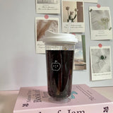 Qfdian  Korea Simple Iced American Coffee Cup Tritan Plastic Water Bottle For Women Transparent Coffee Cup Office Milk Matcha Tea Drink