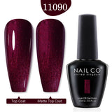 Qfdian  15ml UV Gel Nail Polish Semi Permanent Gel Varnish Enamel Brown Nail Gel Design Red Nails Art Nude Color Glitter Manicure