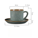 Qfdian  Retro Coarse Pottery Mug Creative Coffee Cups Saucer Set Restaurant Office Home Exquisite Afternoon Latte Ceramics Tea Cups Gift