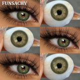Qfdian  1 Pair Colored Contact Lenses BROWN Natural Eye Contacts Super Natural Lens Gray Color Lens Beautiful Pupils Cosmetics