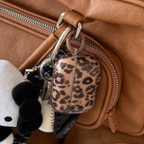 Qfdian fashion luxury transparent leopard print pattern black love heart Pendant for airpods 4 3 1 pro 2 soft silicone protection case