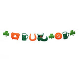 Qfdian  Green Hollow Lucky Irish Shamrock Clover Fabric Triangle Banner Flag St. Patrick’s Day Party Shamrock Garland Hanging Decoration