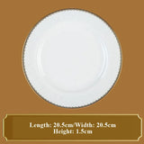 Qfdian  European Light Luxury Bone Porcelain Tablewares Retro High Beauty Home Kitchen Restaurant Supplies Western Food Dinner Plate 1Pc