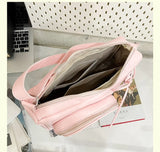 Korean Streetwear Transparent Ita Bags Simple All Match Zipper Bow Women Underarm Bag New Y2k Aesthetic Casual Shoulder Handbags