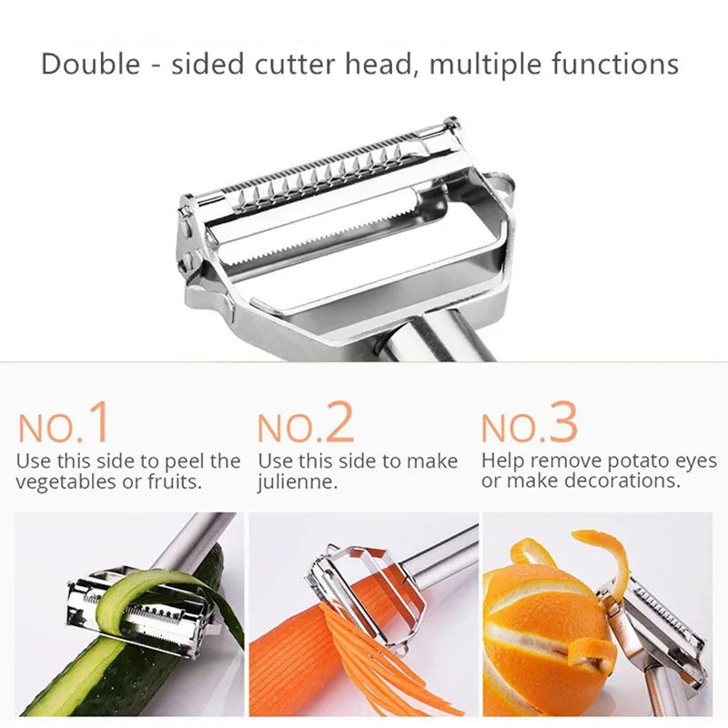 Qfdian Stainless Steel Peeler Fruit Vegetable Melon Potato Carrot Cucumber Multifunction Grater Julienne Peeler Slice Home Kitchen Tool