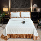 Qfdian 3/5Pcs Luxury European Knitted Cotton Embossing Quilted Bedspread, Bed Cover, Mattress Topper Coverlet, Bed Sheet, Pillowcases
