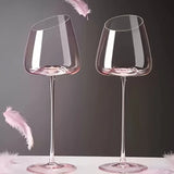 Qfdian  Pink Crystal Wine Glasses Slanted Mouth Goblets  Ideal Valentine'S Day Gift Bars & RestaurantsDay Wine Wine Glasses for Couples