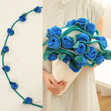 Qfdian  Simulated Rose Blanket Valentine Qixi Mother's Day Practical Gift Bouquet Round Blanket Finished Gift for Friend Wife Couple