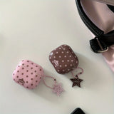 Qfdian   Pink coffee five-pointed star suitable for Apple airpods4 earphone protective case, new airpodspro2 protective case pro2