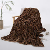Qfdian  Faux Rabbit Fur Leopard Print Double-layer Coral Rabbit Plush Blanket Bedroom Sofa Soft Breathable Warm Cover Blanket