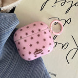 Qfdian Lovely Brown Star Wireless Bluetooth Earphone Case for Apple AirPods 1 2 3 4 Pro 2 Charge Box Shell With Pink Chain Pendant