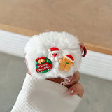 Qfdian 3D DIY New year gifts plush warm soft earphone case for apple airpods 1 2 3 4 pro 2 cute snowflake white protection coque cover