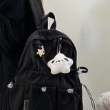 Qfdian High-capacity All Match Solid Backpack Sweet Y2k Aesthetic Pleated Schoolbags Vintage Preppy Trendy Backpacks for Women Students