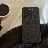 Qfdian Matte Leopard Amber Silicone Back Cover Neutral Mobile Phone Case For iPhone 16 15 14 13 12 11 Pro Max Protective Fundas Cover