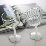 Qfdian  Vintage Glass Cups Home Christmas Party Drinkware Cute Flower with Tilted Head Goblet Romantic Champagne Glass Kitchenware Gifts