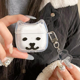 Qfdian Lnteresting Transparent Line Dog Pattern Hard Silicone Headphone Protection Case for AirPods 1 2 3 4 Pro 2 Shell Cute Cat Cover