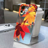 Qfdian  Autumn Leaves Phone Case For iPhone 16 15 14 13 12 11 Pro Max Mini X XS SE4 7 8 Plus 16E Shockproof Non-Slip Soft Cover Fundas