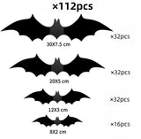 Qfdian  Halloween Bats Decorations,3D Pvc Bat on The Wall,Black Bats Wall Stickers,Halloween Scary Props Party Supplies DIY Decoration