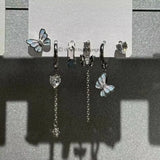 Qfdian Personalized Punk Star Heart Cross Chain Double Layer Necklace For Men Women Y2K Fashion Trend Rock Party Grunge EMO Accessories