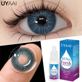 Qfdian 10ml Eye Drops Lenses Set 1 Pair Colored Contact Lenses for Eyes Beauty Pupils Rewetting Drops Health Care Blue Eye Lenses