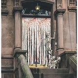 Qfdian  85" x 60" 2pcs Halloween Door Curtain Decoration with Bloody Hand Prints - Bloody Doorway Curtain Halloween Creepy Cloth for Ha