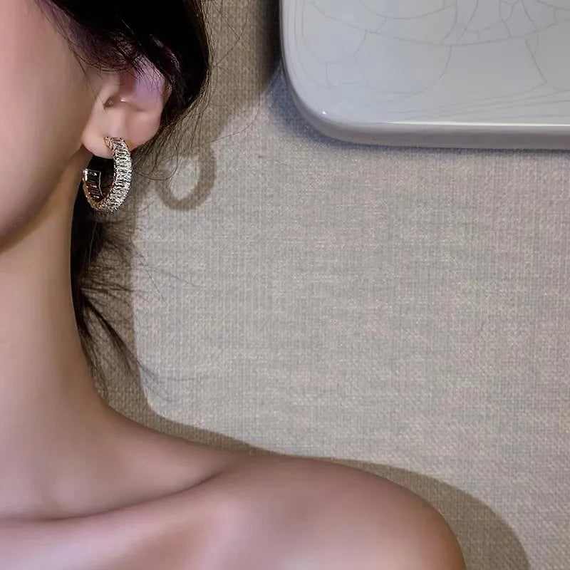 2024 New Fashion Unique Design Elegant Exquisite Light Luxury Zircon C Earrings Women Jewelry Party High-grade Gift Wholesale