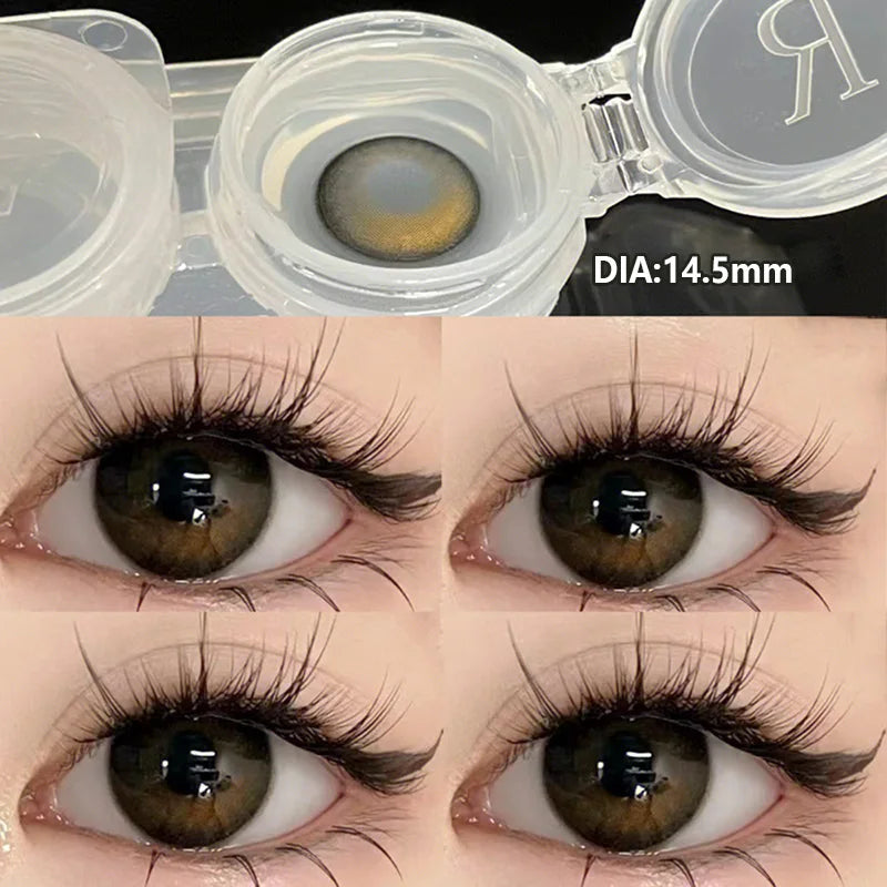 YIMEIXI 2pcs Colored Contacts for Eyes Nature Brown Colorful Eyes Prescription Lenses for Myopia Soft Round Yearly