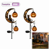 Qfdian  1-4PCS Solar Halloween Garden Light Skeleton Ghost Dancing Pumpkin Moon Glow Stake for Lawn Pathway Porch Decor