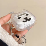Qfdian Lnteresting Transparent Line Dog Pattern Hard Silicone Headphone Protection Case for AirPods 1 2 3 4 Pro 2 Shell Cute Cat Cover