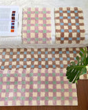 Qfdian Ins Style Checkerboard Flocking Bedside Carpet Bedroom Living Room Decorative Floor Mat Bathroom Absorbent Non-Slip Foot Mat