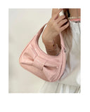 Qfdian Japanese Sweet Kawaii Bow Purses and Handbags Women Casual Top-Handle Bags Y2k Elegant Shoulder Crossbody Bag Fashion Clutches
