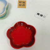 Qfdian Plum Blossom Small Plate 5.5Inches 14cm Rainbow Sauce Plate Flower Shaped Pet Gradual Spike Bone Plate Tableware Ceramic Dishs