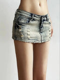 Qfdian  Korean Fashion Retro Y2 Sexy Women's Denim Skirt Summer New Y2K Spicy Girl Low Waisted Women Tight Fitting Buttocks Mini Skirt