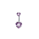 Qfdian  Fashion Internal Thread Belly Button Rings Heart Stainless Steel Belly Piercing Crystal Silver Body Jewelry Party Decoration
