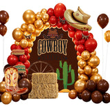 Qfdian  107Pcs Cowboy Rodeo Balloon Garland Kit |   Red & Gold Western Party Decor for Fiesta & Birthdays 🎈
