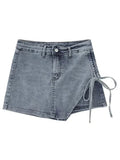 Qfdian  Summer Female Casual Streetwear Asymmetrical Slim Club Mini Skirt Korean Sexy Vintage Lace Up Y2K High Waist A-Line Denim Skirts