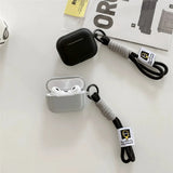 Qfdian case for airpods 4 simple solid color retro lanyard shockproof protective shell for airpods 1/2/3 pro 2 earphone accessories