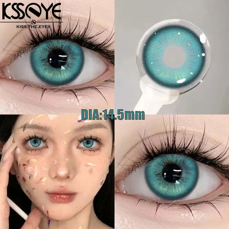 Qfdian 1 Pair New Style Colored Contact Lenses with Diopter Myopia Eyes Pink Contacts Lens Beauty Puppiletes Makeup Yearly