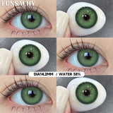 Qfdian  1 pair Green Color Series Contact Lenses for Eyes Natural Blue Lenses Eye Makeup Beauty Pupils Yearly Use Cosmetics Len