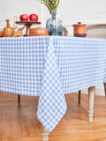 Qfdian  1 Piece Set, Modern Simple Blue Small Plaid Tablecloth, Japanese and Korean Style Minimalist Style Dinner Restaurant Table Mat Restaurant and Picnic Tablecloth