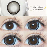 Qfdian  2PCS/Pair 14.5mm Lenses Pearl Series Color Contact Lenses For Big Eyes Beauty Blue Makeup Lens Purple Pupils Cute Lens