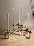 Qfdian Metal Molecular Structure Candle Holder Nordic Silver Candlestick Centerpiece Living Room Decoration Gift Home Decore Candelabra