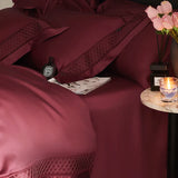 Qfdian 4Pcs Luxury Embroidery 1000TC Lyocell Eucalyptus Fiber Soft Silky Bedding Set Duvet Cover Set Bed Sheet/Fitted Sheet Pillowcases