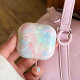 Qfdian  INS Colorful Graffiti Splash-ink Line Case Cover for AirPods 1 2 3 4 Air Pods Pro 2 Wireless Earphone Protective Cases Keyring
