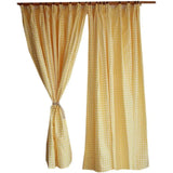 Qfdian  Custom Country Style Grid Curtains for Living Room Bedroom with Hooks Short Drapes for Bay Window and Partition