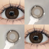 Qfdian  2PC Beauty Colored Contacts special Shiny Glitter Eye Makeup Contact Lens Black Gray Blue Brown Red Soft Contact Lens
